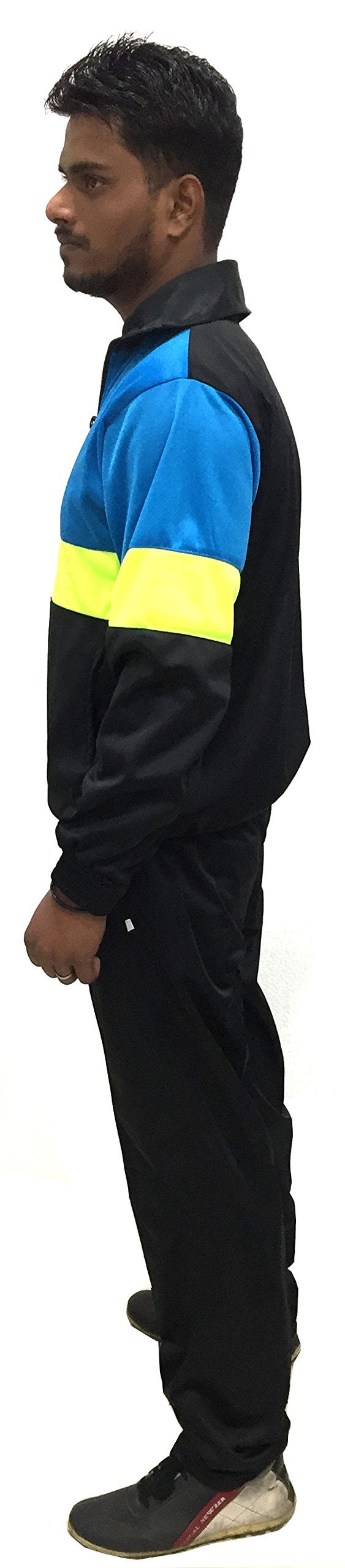 Protoner Men’s Stylish Track Suit – Blue & Black with Neon Stripe | Full Sleeve Zipper Jacket & Track Pant Set | Comfortable Sportswear for Gym, Jogging & Casual Wear XXXL - Image 4