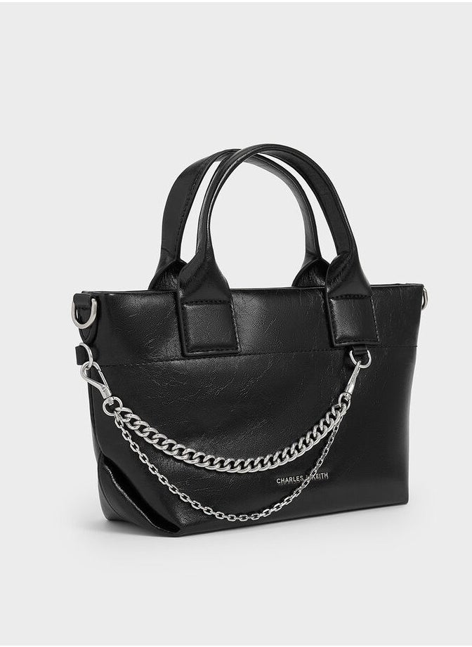 Charles & Keith Atwood Crinkle-Effect Chain-Embellished Tote Bag  - Image 2