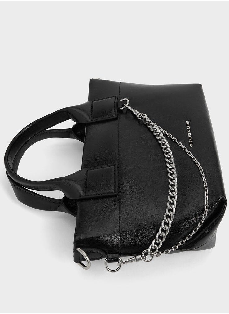 Charles & Keith Atwood Crinkle-Effect Chain-Embellished Tote Bag  - Image 5