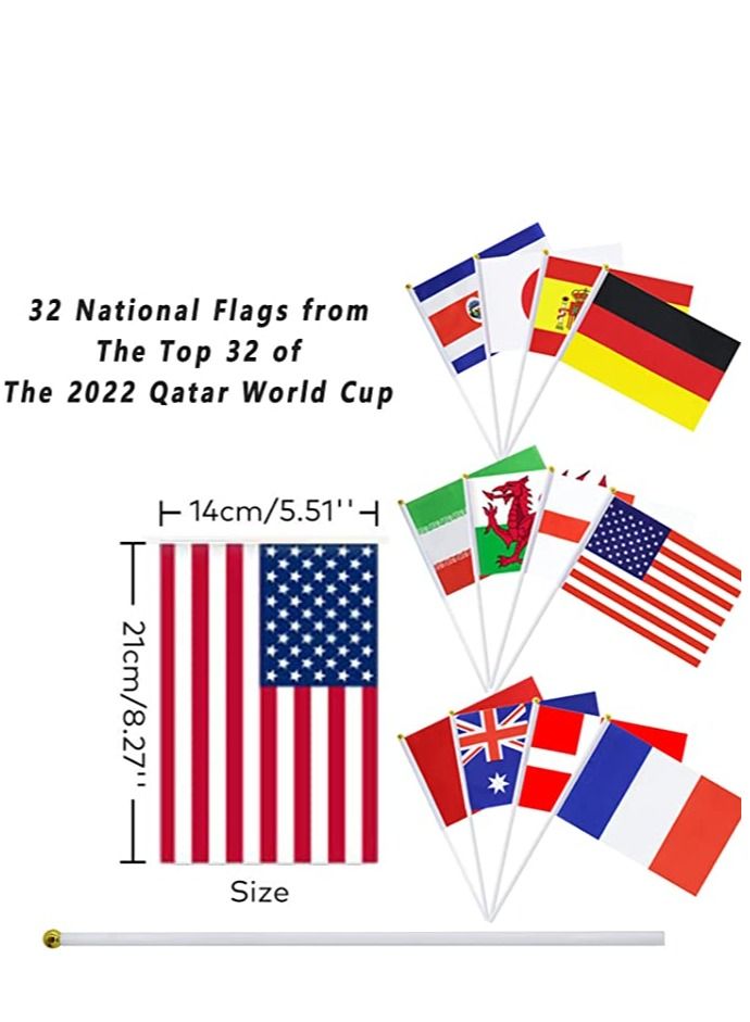FIFA World Cup 2022 Flags  32 pcs All Participating National Teams Flags in Hand Decorations Flags for Match Football Party Restaurant Bar Decoration - Image 4
