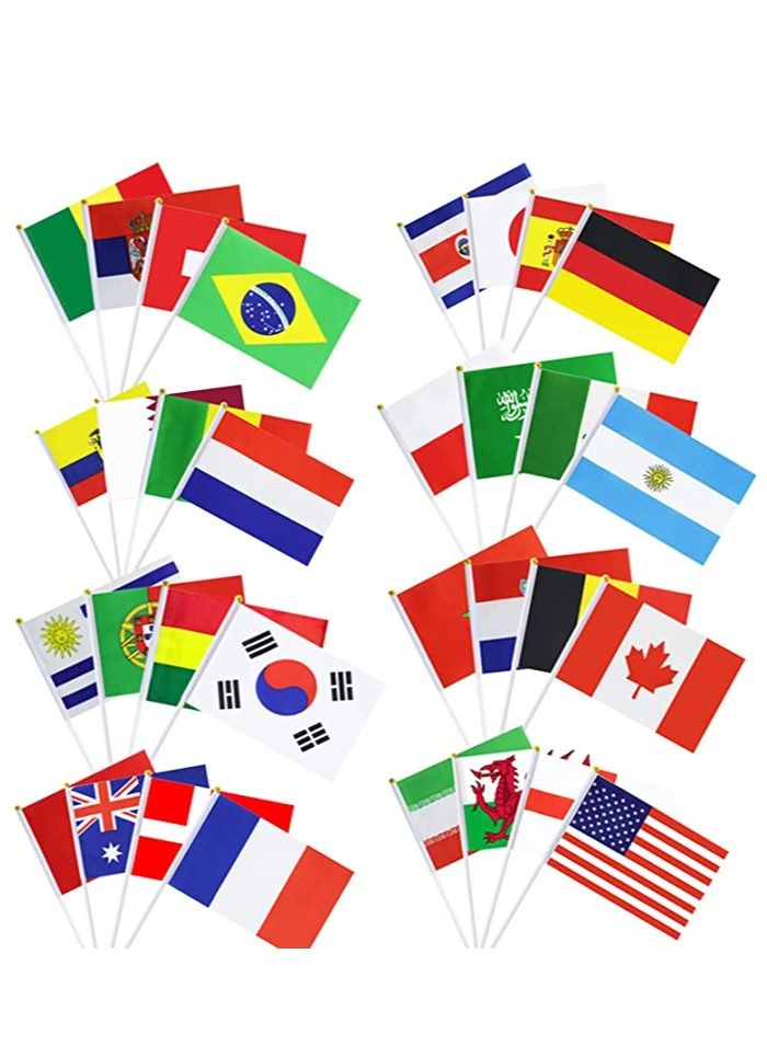 FIFA World Cup 2022 Flags  32 pcs All Participating National Teams Flags in Hand Decorations Flags for Match Football Party Restaurant Bar Decoration - Image 1