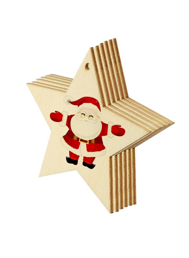 obmwang 50 Pieces Natural Wooden Star Cutouts Unfinished Predrilled Wooden Star Embellishments With Natural Twine For Christmas Diy Craft Party Decoration - Image 4