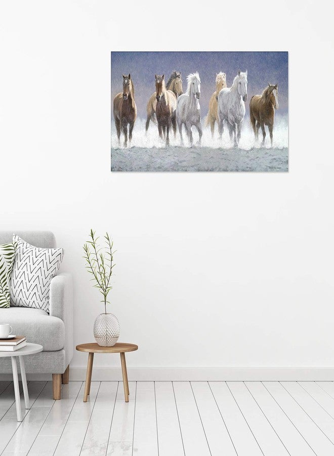 PRINTELLIGENT Seven Running Horses Canvas Vastu Unframed Painting (Multicolour, 24 Inch x 40 Inch) - Image 2