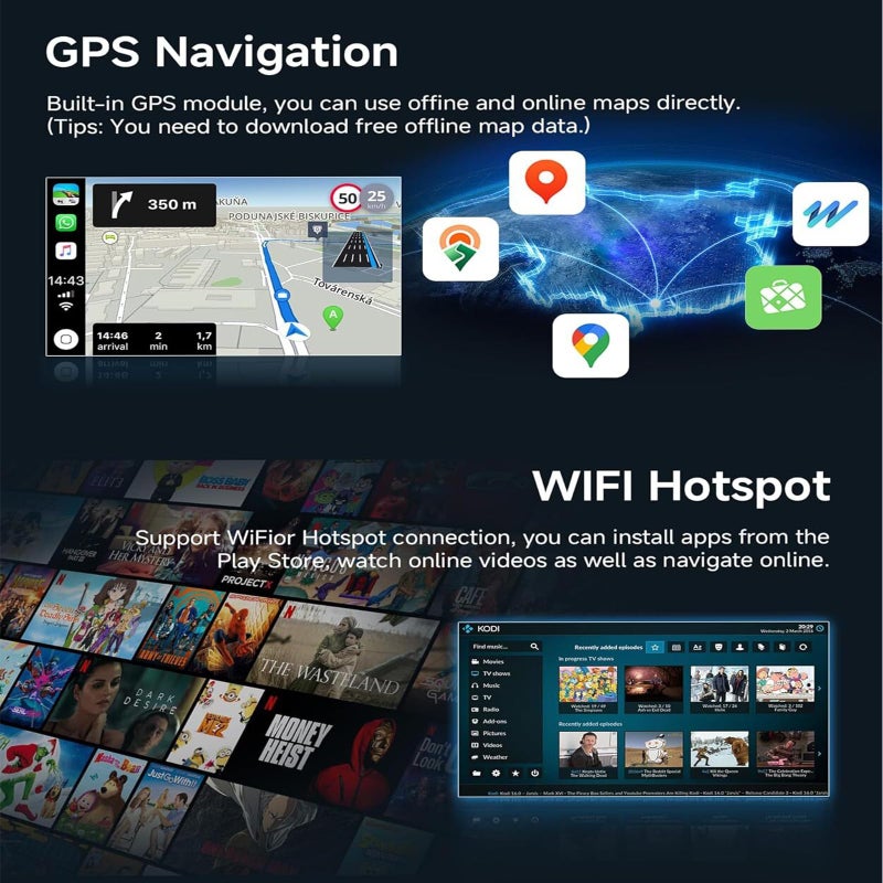 PHEZEN Car Stereo Radio Fit for Kia Forte K3 Cerato 2013 2014 2015 2016 2017 2018, 9 inch Touchscreen Car Radio with Carplay Android Auto w/WiFi GPS Navigation Bluetooth FM SWC Backup Camera - 2+32G - Image 4