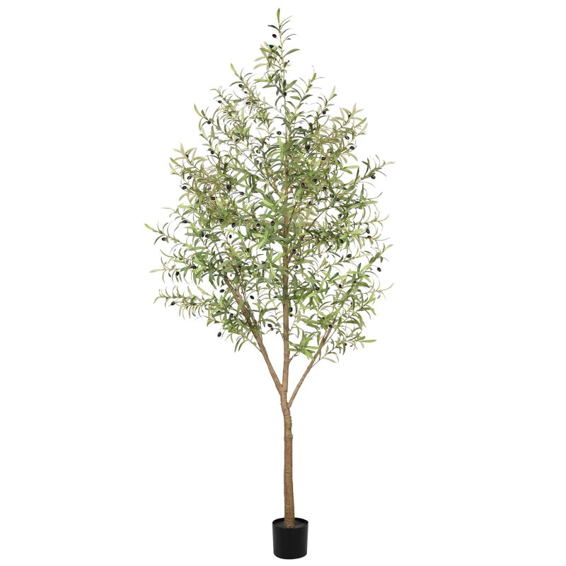 LYERSE Olive Tree 8ft (96") - Olive Trees Artificial Indoor with Natural Wood Trunk and Lifelike Fruits - Faux Olive Tree 8ft for Modern Home Office House Living Room Decor - Image 1