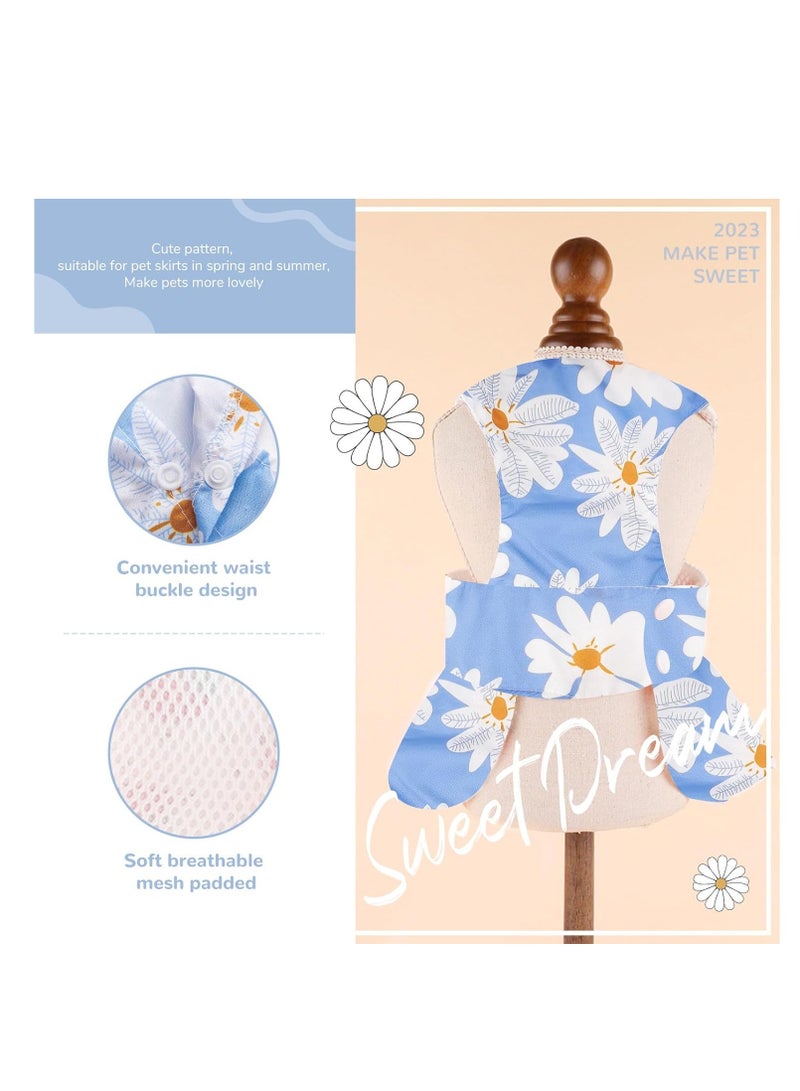 A.M Small Dog Harness Dress and Leash Set Cute Bowknot Puppy Cat Princess Dress Girl Pet Dog Clothes Soft Mesh Floral Print Female Dog Dress for Shihtzu, Papillon etc (Size: L, Chest: 45cm) - Image 4