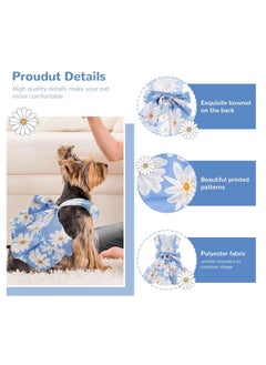 A.M Small Dog Harness Dress and Leash Set Cute Bowknot Puppy Cat Princess Dress Girl Pet Dog Clothes Soft Mesh Floral Print Female Dog Dress for Shihtzu, Papillon etc (Size: L, Chest: 45cm)  - Image 3