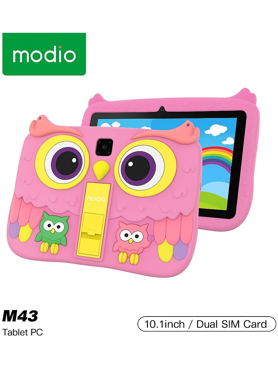 MODIO TAB Modio M43 Kids Tablet – 10.1" HD IPS Display | 8GB RAM + 512GB ROM | Dual SIM | 5MP Front + 8MP Rear Cameras | 8,000mAh Battery | Android OS | Owl Shockproof Case | Free Gifts Included | Colour: Pink