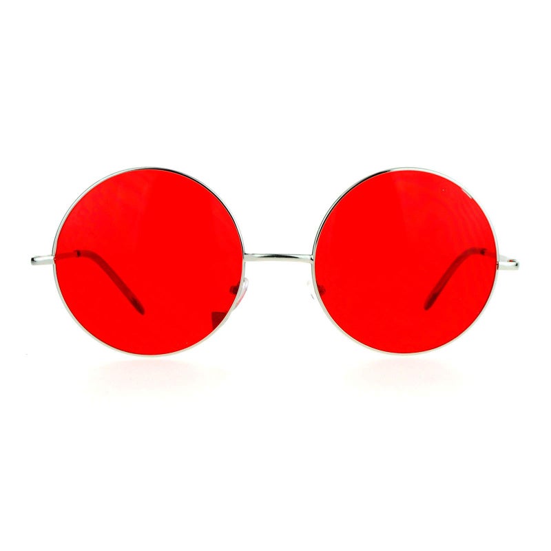 SA106 Hippie Oceanic Gradient Large Circle Lens Sunglasses Red - Image 5