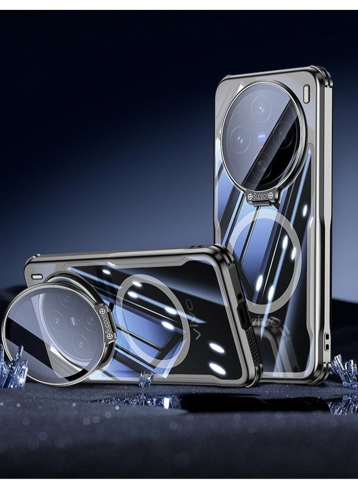 Clear Magnetic Case Compatible with Vivo X200 Ultra Cover with Lens Film + Lens Holder + Wireless Charging, Anti Shock and Anti Fall Cover for Vivo X200 Ultra - Image 1