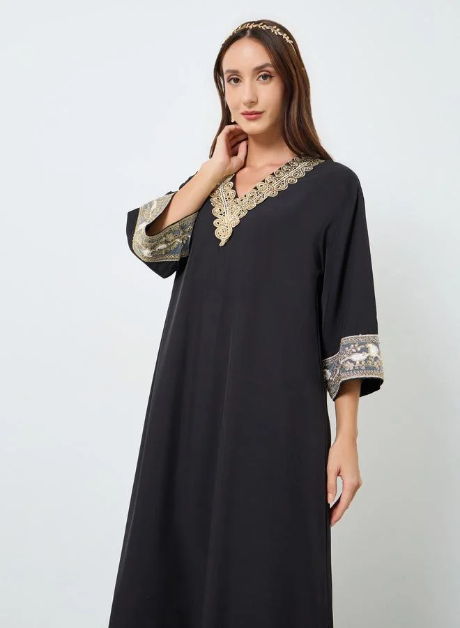 Take Two Women Embroidered Patch Maxi Dress