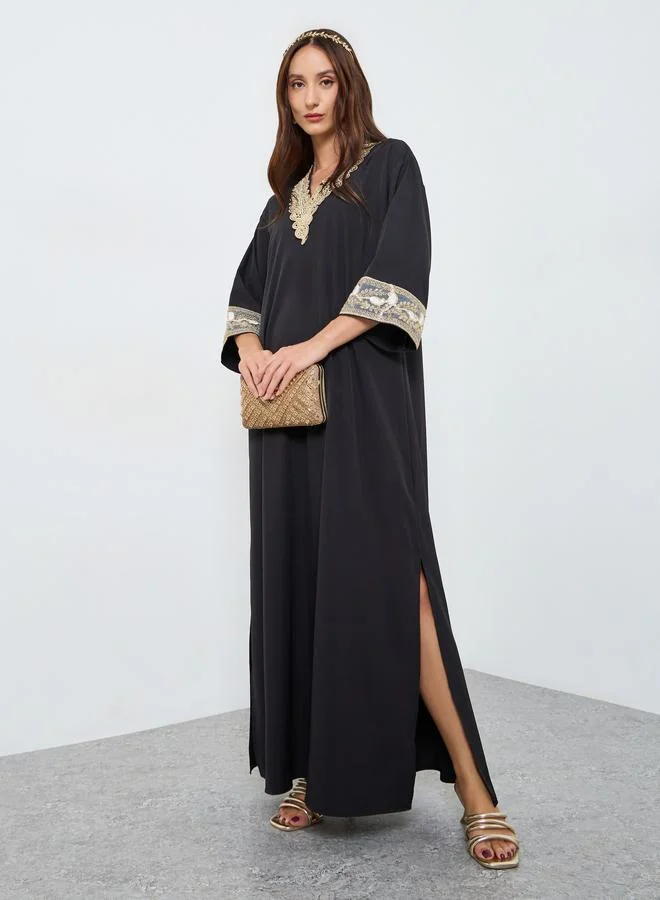Take Two Women Embroidered Patch Maxi Dress