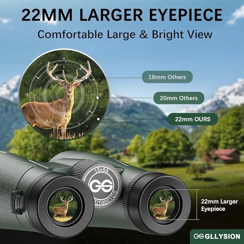 GLLYSION 15x54 Binoculars for Adults High Powered with Harness, Phone Adapter and Bluetooth Camera Remote - Super Bright Waterproof Binoculars for Bird Watching Hiking Cruise Travel Stargazing - Image 2