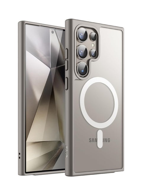 Magnetic Clear Case for Samsung S24 Ultra, Compatible with MagSafe, Plating Luxury Cover, Clear Soft TPU Shockproof Protective Phone Case, Compatible with Samsung S24 Ultra (Natural Titanium)