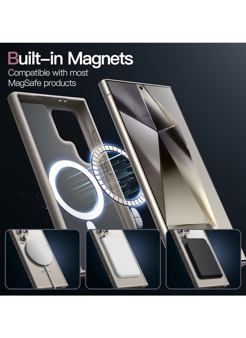 Denx Magnetic Clear Case for Samsung S24 Ultra, Compatible with MagSafe, Plating Luxury Cover, Clear Soft TPU Shockproof Protective Phone Case, Compatible with Samsung S24 Ultra (Natural Titanium)  - Image 3
