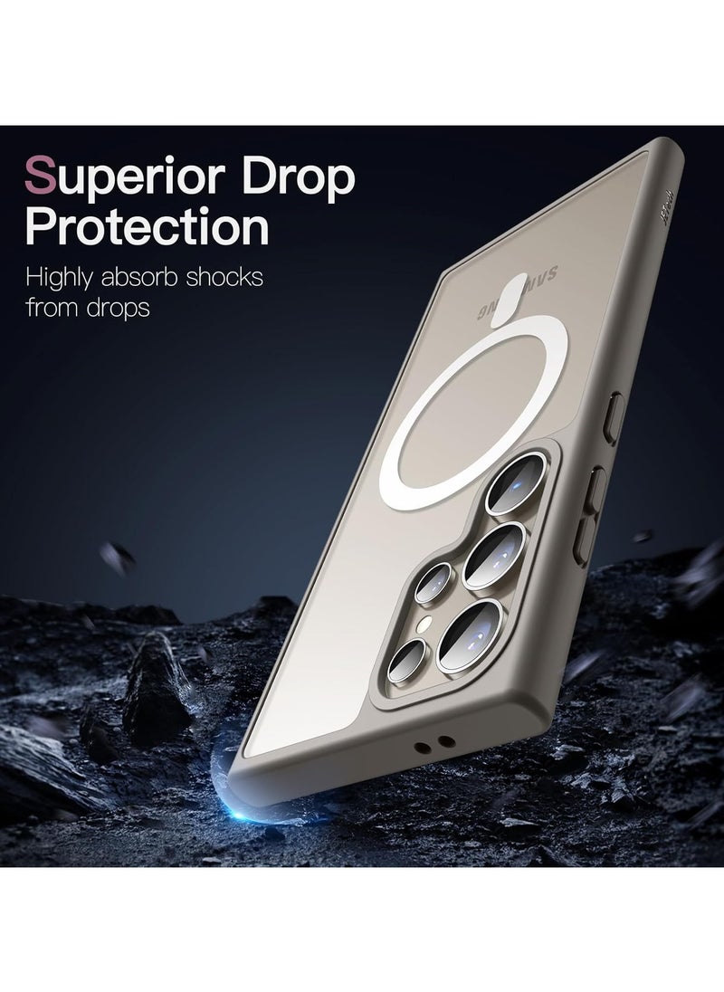 Denx Magnetic Clear Case for Samsung S24 Ultra, Compatible with MagSafe, Plating Luxury Cover, Clear Soft TPU Shockproof Protective Phone Case, Compatible with Samsung S24 Ultra (Natural Titanium)  - Image 5