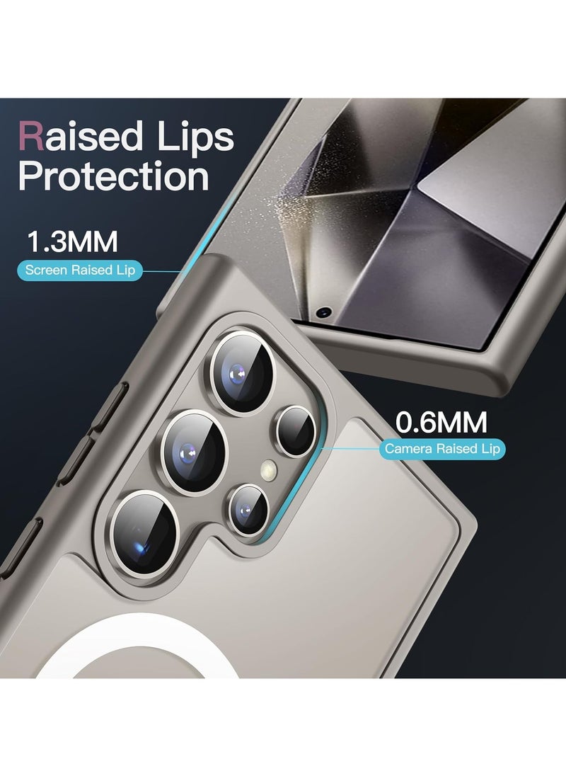 Denx Magnetic Clear Case for Samsung S24 Ultra, Compatible with MagSafe, Plating Luxury Cover, Clear Soft TPU Shockproof Protective Phone Case, Compatible with Samsung S24 Ultra (Natural Titanium)  - Image 4