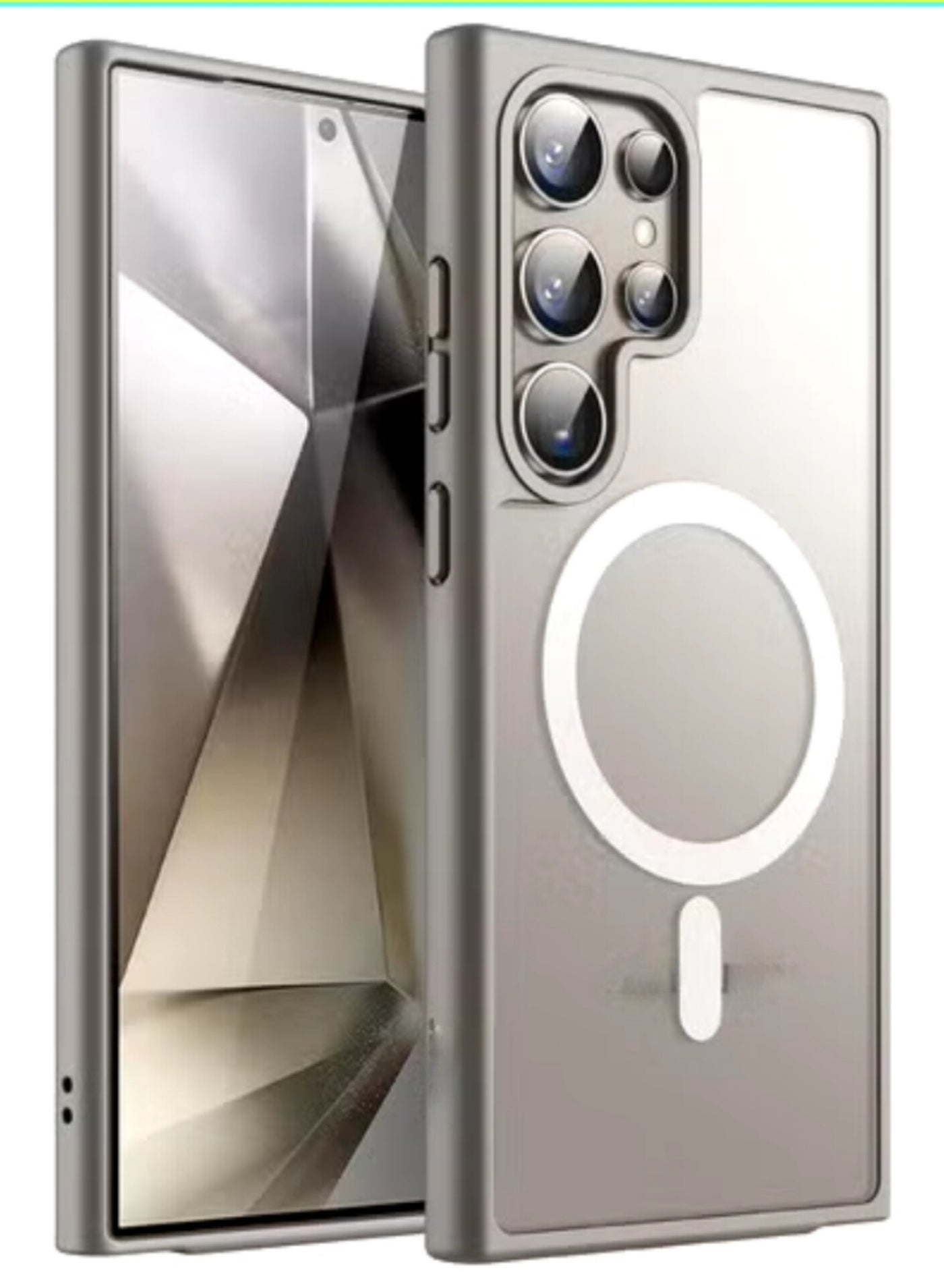 ACLIX Magnetic Clear Case for Samsung S24 Ultra, Compatible with MagSafe, Plating Luxury Cover, Clear Soft TPU Shockproof Protective Phone Case, Compatible with Samsung S24 Ultra (Natural Titanium)