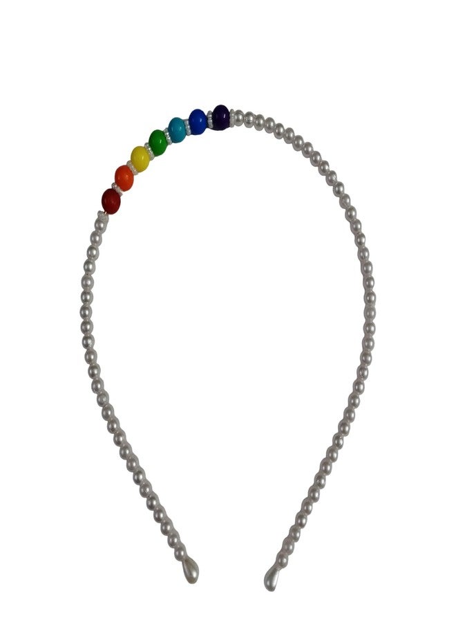 PRODUCTMINE طوق شعر مزين بخرز بألوان قوس قزح من PRODUCTMINE®، طوق رأس مزين بالخرز، إكسسوارات شعر للنساء والفتيات، تاج، طوق شعر مصنوع يدويًا من الخرز، طوق شعر فاخر للحفلات والزفاف: قطعة واحدة - Image 1