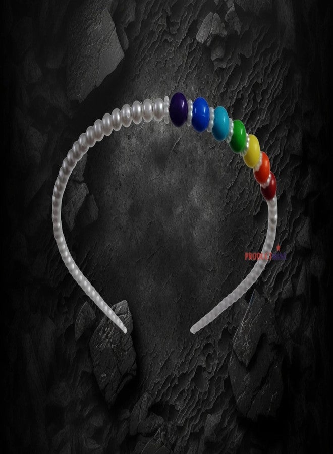 PRODUCTMINE طوق شعر مزين بخرز بألوان قوس قزح من PRODUCTMINE®، طوق رأس مزين بالخرز، إكسسوارات شعر للنساء والفتيات، تاج، طوق شعر مصنوع يدويًا من الخرز، طوق شعر فاخر للحفلات والزفاف: قطعة واحدة - Image 5