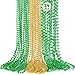 Huskein 24 PCS St Particks Day Necklaces Plastic St Patricks Day Necklace Green and Gold Beads Shamrocks Necklace Irish Beer Decorations Supplies Shamrocks Bead Necklace Set St Patricks Day Accessories - Image 2