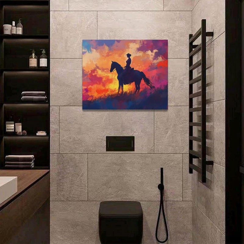 Fuzawet Horse Canvas Wall Art - Western Cowgirl Sunset - Image 5