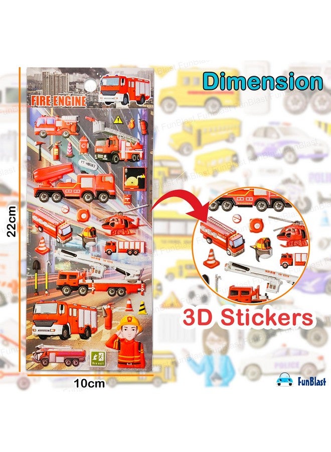FunBlast Fire Engine Theme Stickers Set - 2 Sheet, 50+ Kawaii Puffy Stickers for Kids, 3D Stickers for Girls, Aesthetic Sticker, Foam Stickers for Kids, Self Adhesive Stickers (Multicolor) - Image 2