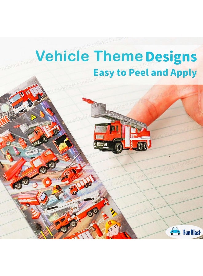 FunBlast Fire Engine Theme Stickers Set - 2 Sheet, 50+ Kawaii Puffy Stickers for Kids, 3D Stickers for Girls, Aesthetic Sticker, Foam Stickers for Kids, Self Adhesive Stickers (Multicolor) - Image 4