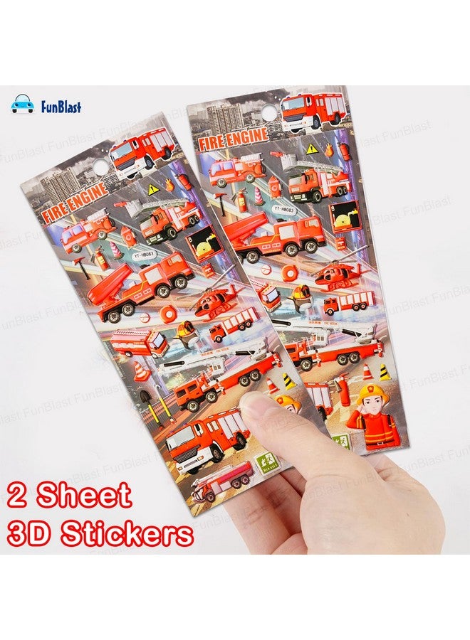FunBlast Fire Engine Theme Stickers Set - 2 Sheet, 50+ Kawaii Puffy Stickers for Kids, 3D Stickers for Girls, Aesthetic Sticker, Foam Stickers for Kids, Self Adhesive Stickers (Multicolor) - Image 5