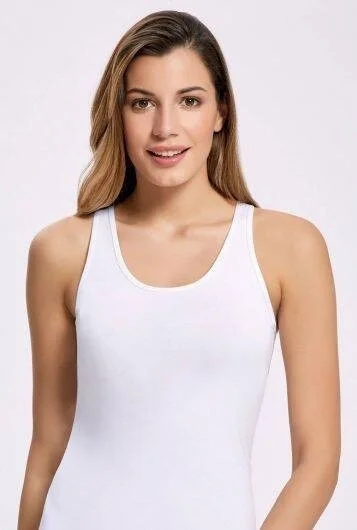 İlke İç Giyim Ribana Wide Strap White Women's Undershirt 10 Pieces
