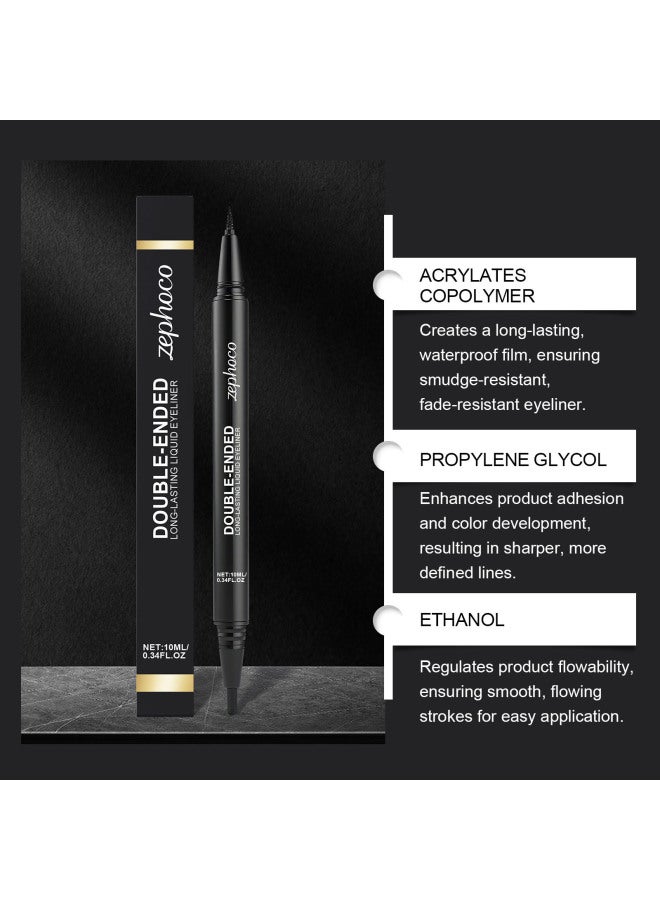 zephoco Dual-ended Eyeliner Pen - Versatile, Smudge-proof, Smooth And Flowing, Highly Pigmented For Eyelashes, Lower Lash Line, And Eye Makeup - Image 3