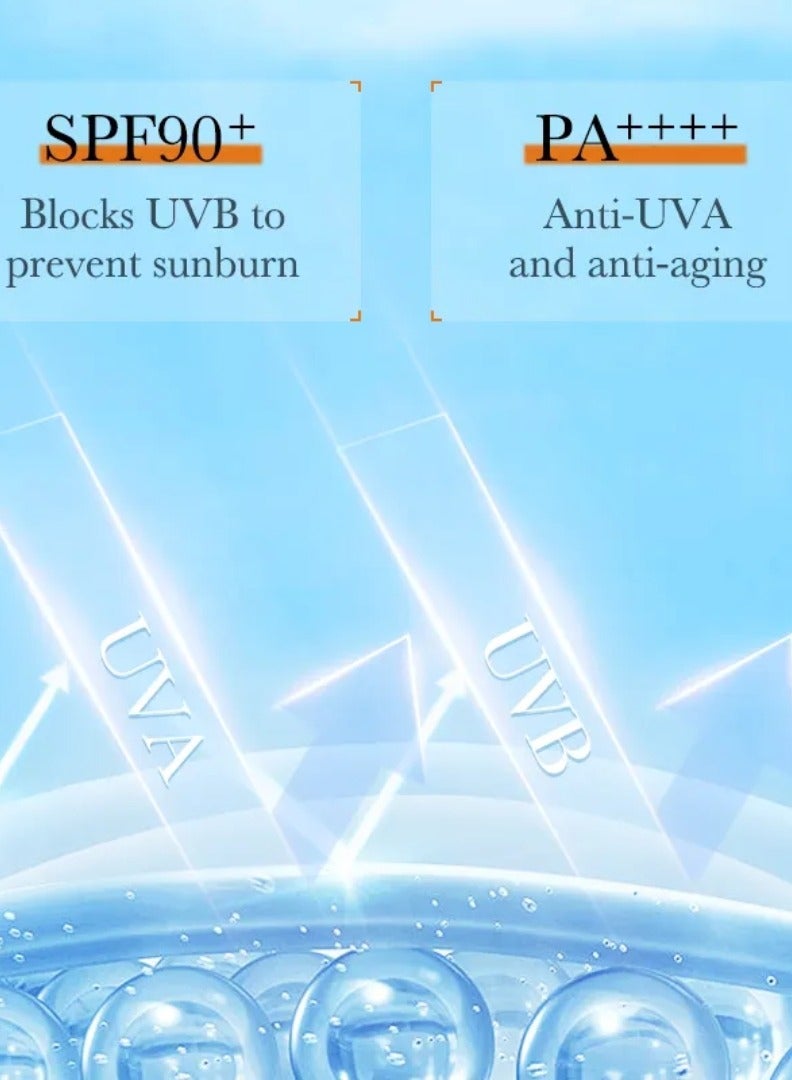 SADOER 220 جرام لوشن واقي من الشمس حماية قوية من الشمس لوشن مرطب للجسم واقي من الشمس SPF 90 كريم واقي من الشمس مضاد للشيخوخة مقاوم للماء ومرطب واقي من الشمس حماية منعشة غليسرين واقي من الشمس للوجه والجسم - Image 3