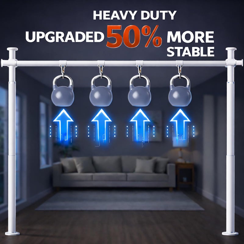 Gonnrly No Drill Curtain Rods for Room Divider, Adjustable Tension Rod 35-100" W x 43-120" H, for Partition Room Dividers,White - Image 3