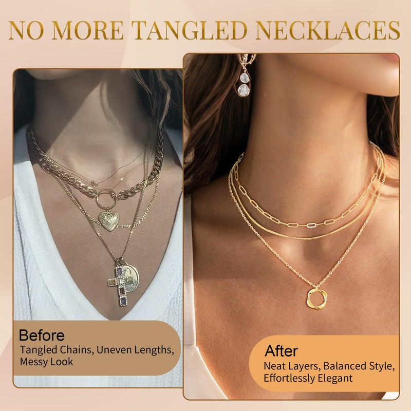 Bonison Necklace Layering Clasp, 18K Gold Plated Magnetic Necklace Separator & Extender for Women, Double & Triple Chain Connector for Layered Necklaces, 2-Pack (Gold) - Image 3