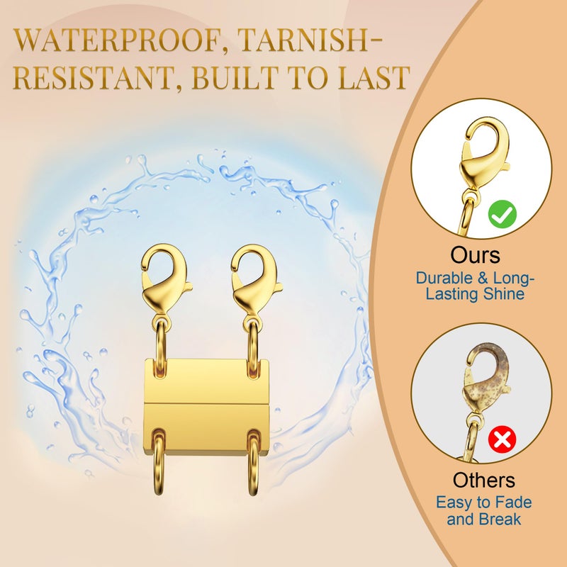 Bonison Necklace Layering Clasp, 18K Gold Plated Magnetic Necklace Separator & Extender for Women, Double & Triple Chain Connector for Layered Necklaces, 2-Pack (Gold) - Image 5