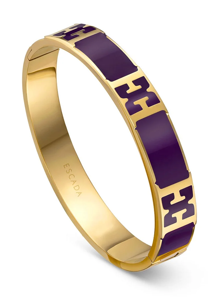 إسكادا Scarlett Gold Plated Bangle with Logo Cutout and Purple Enamel Detail