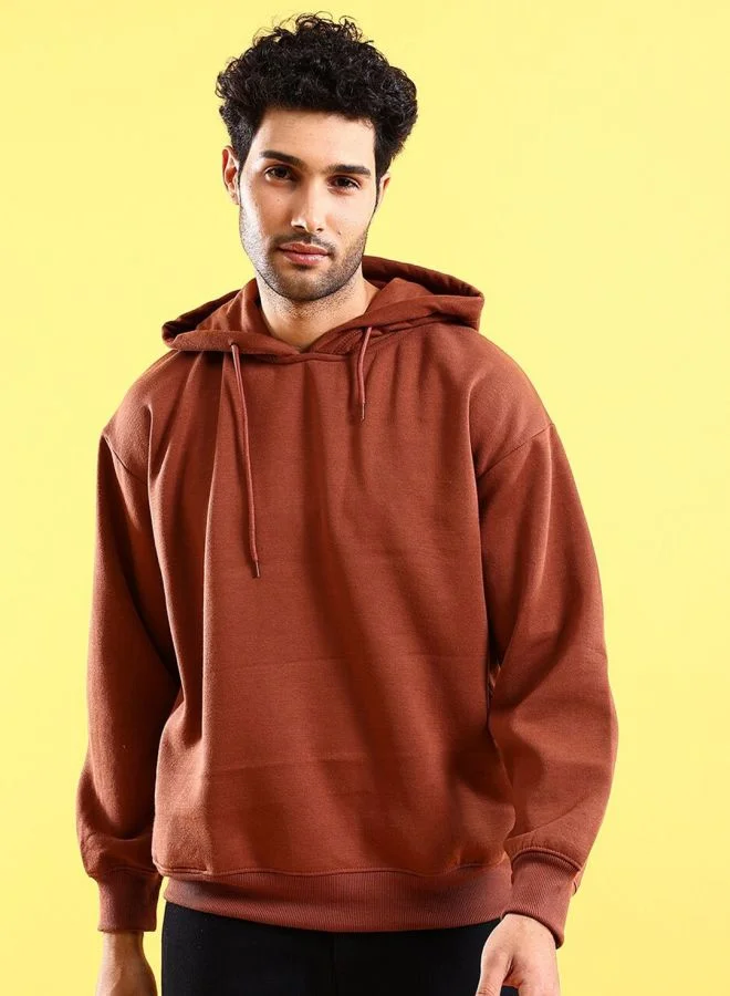The Indian Garage Co  The Indian Garage Co Men Regular Fit Solid Hooded Full Sleeves Sweatshirt  | Best Price UAE