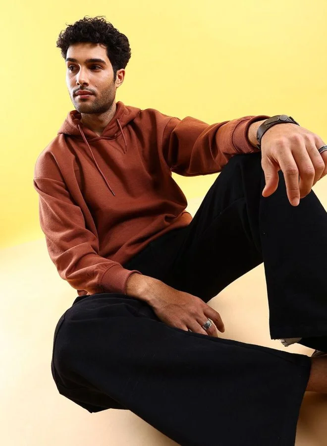 The Indian Garage Co  The Indian Garage Co Men Regular Fit Solid Hooded Full Sleeves Sweatshirt  | Best Price UAE