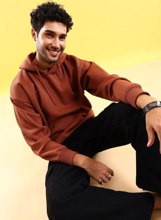 The Indian Garage Co  The Indian Garage Co Men Regular Fit Solid Hooded Full Sleeves Sweatshirt  | Best Price UAE