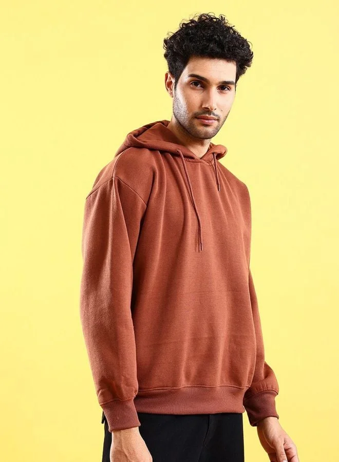 The Indian Garage Co Men Regular Fit Solid Hooded Full Sleeves Sweatshirt