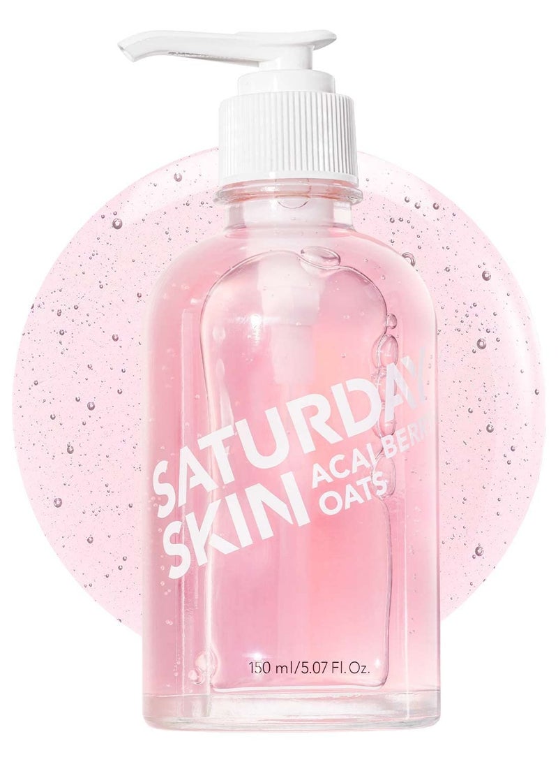 Saturday Skin Hydrating Gentle Facial Gel Cleanser Makeup Remover Sensitive Skin Face Wash Antioxidant Vitamin Brightening Smoothing | Korean Skin Care CICA Acai Berry Oats - Image 1