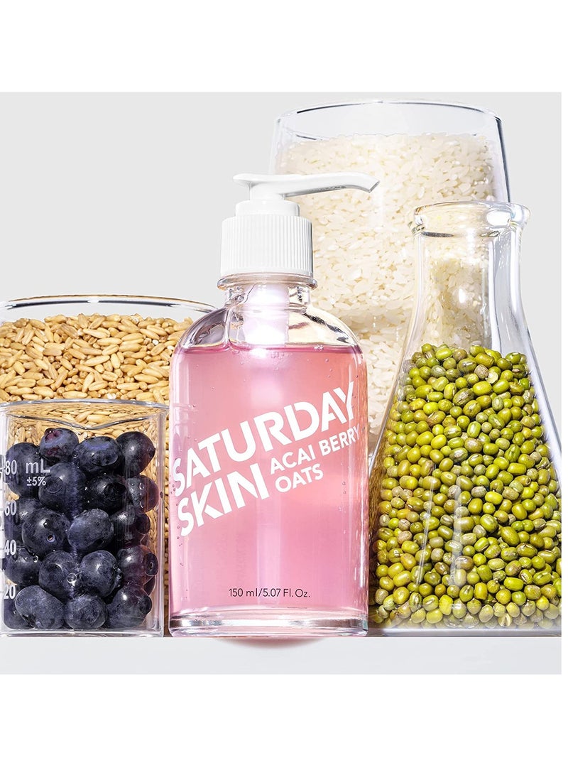 Saturday Skin Hydrating Gentle Facial Gel Cleanser Makeup Remover Sensitive Skin Face Wash Antioxidant Vitamin Brightening Smoothing | Korean Skin Care CICA Acai Berry Oats - Image 4