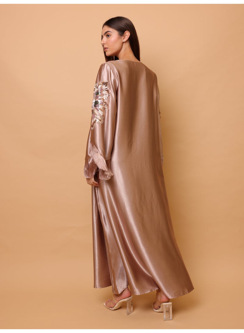 اكسا أكمام عصرية أنيقة من القماش اللامع بتصميم زهور كبيرة ملونة - Image 4