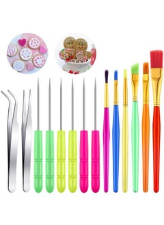 Patelai 14 Pieces Cookie Tools Decorating Kit Cake Decorating Brush Scribe Tool Sugar Stir Needle Baking Tweezers For Sprinkles Elbow And Straight Tweezers Decorating Supplies For Cookie Cake Fondant  - Image 2