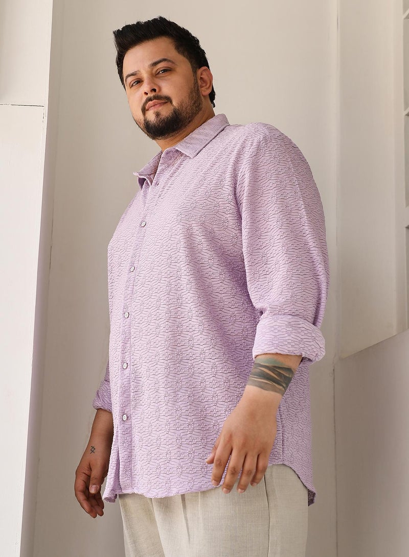 انستافاب بلس قميص رجالي مقاس بلس بلون اللافندر بتصميم مريح للاستخدام اليومي - Image 3