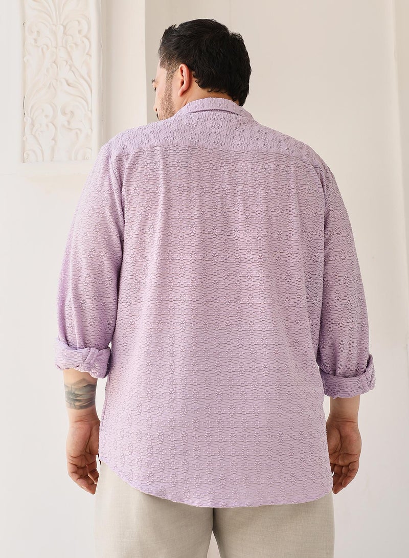 انستافاب بلس قميص رجالي مقاس بلس بلون اللافندر بتصميم مريح للاستخدام اليومي - Image 5