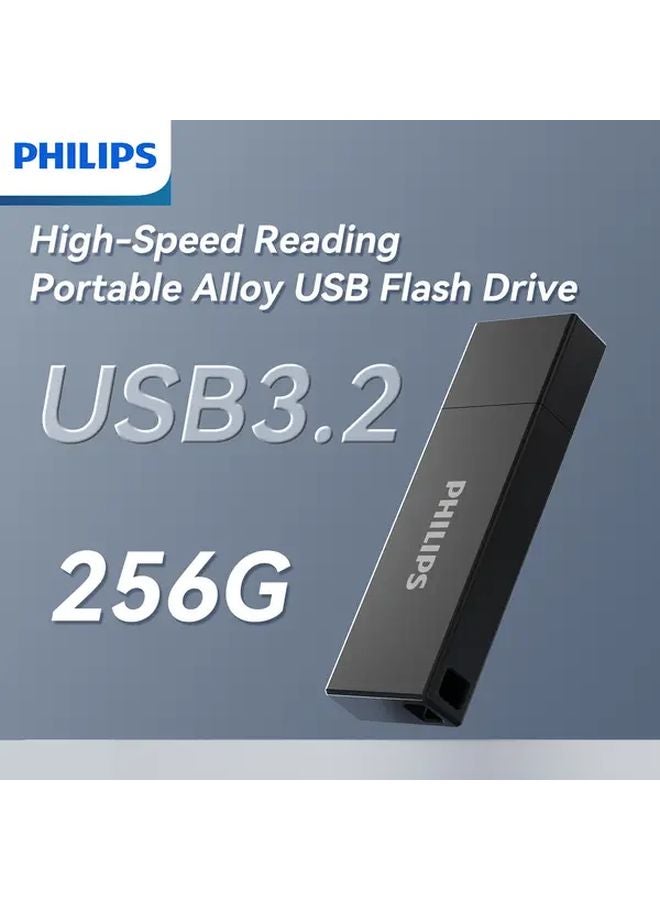 Philips 3 2 USB Flash Drive 256GB Gray with Dust Cover Portable for Office Travel - Image 1
