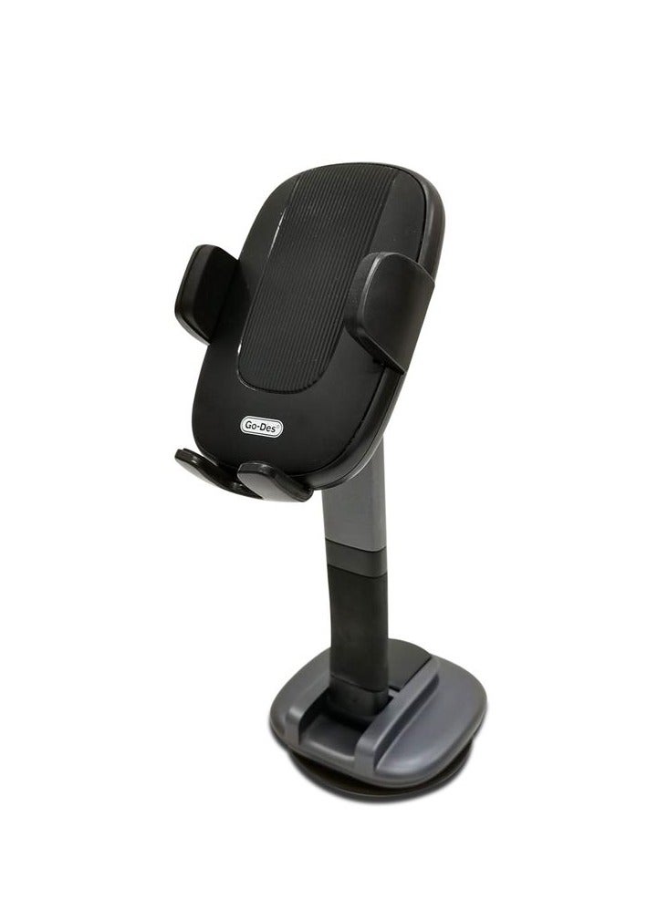 جو-ديز حامل هاتف السيارة لسيارة لوحة القيادة في الزجاج الأمامي وفتحة تهوية الهواء وحامل مشبك حر اليدين Go-Des دوران 360 درجة - Image 1