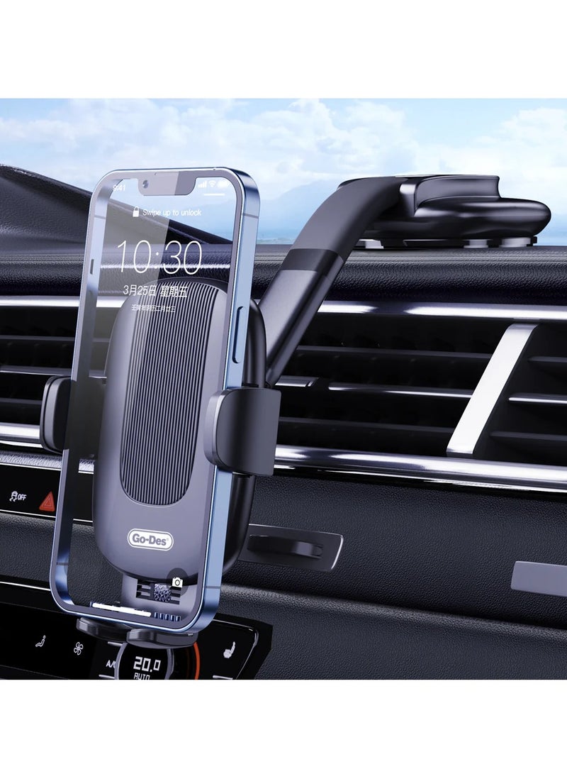 جو-ديز حامل هاتف السيارة لسيارة لوحة القيادة في الزجاج الأمامي وفتحة تهوية الهواء وحامل مشبك حر اليدين Go-Des دوران 360 درجة - Image 3