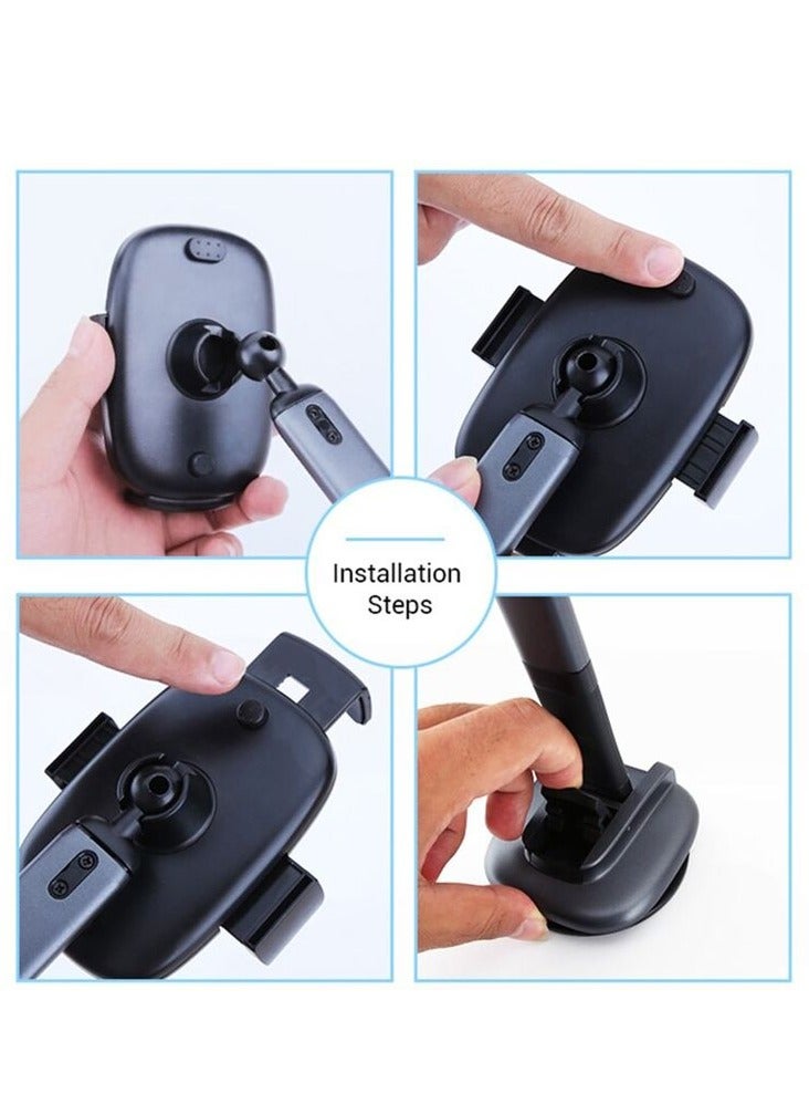 جو-ديز حامل هاتف السيارة لسيارة لوحة القيادة في الزجاج الأمامي وفتحة تهوية الهواء وحامل مشبك حر اليدين Go-Des دوران 360 درجة - Image 5